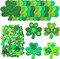 224 Pieces St. Patrick's Day Craft Supplies Glitter Foam Shamrock Stickers Self-Adhesive Green Lucky Irish Decals